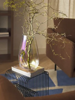 Jarrón grande de vidrio iridiscente soplado Rainbow, 35 cm