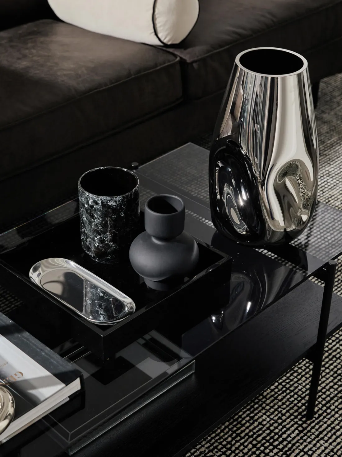 Jarrón grande de vidrio soplado artesanalmente Mirror, 35 cm