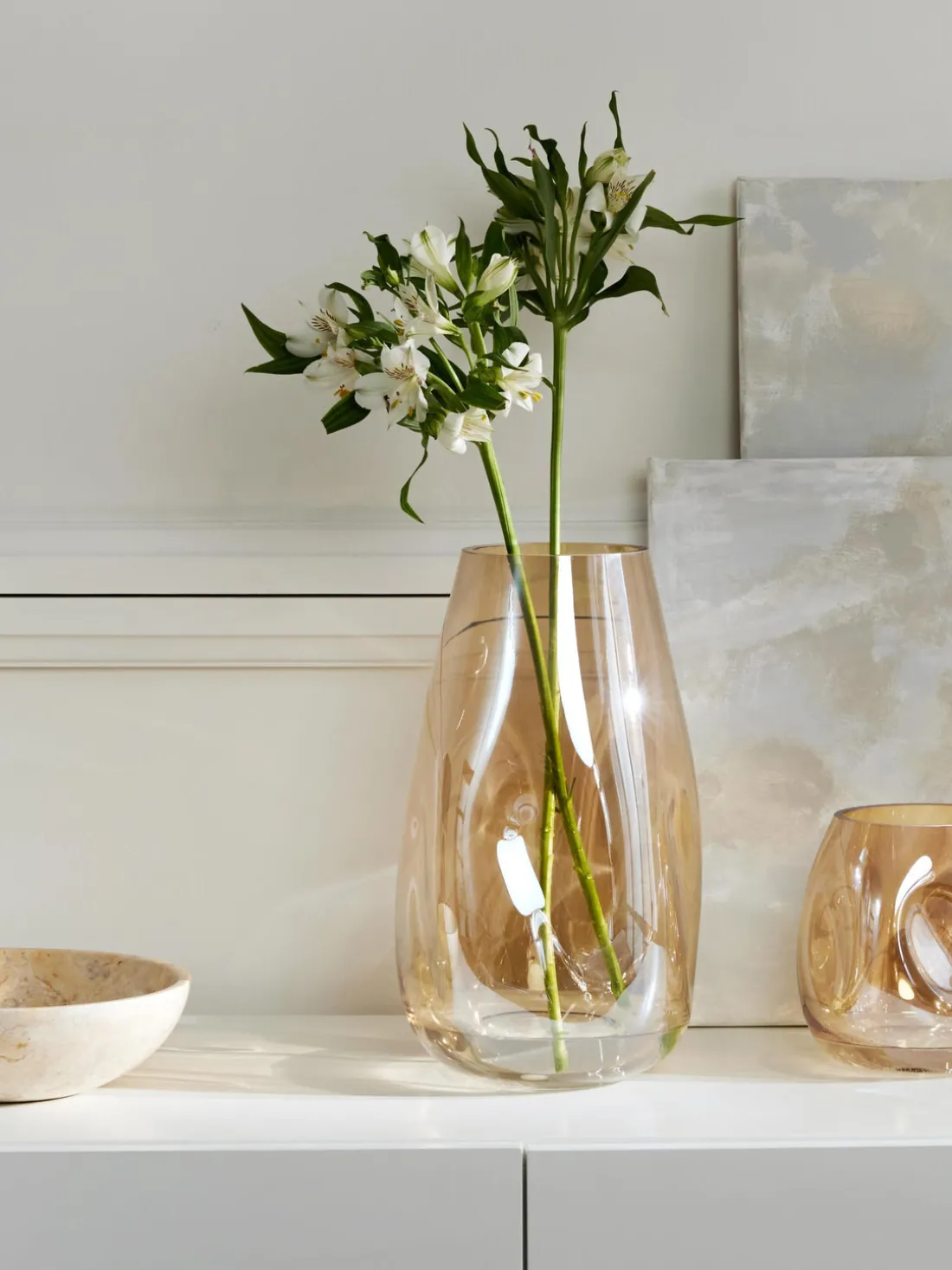 Jarrón grande de vidrio soplado Luster, 35 cm