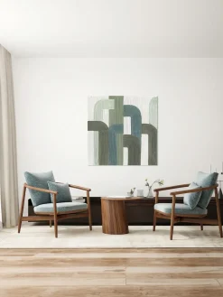 Lienzo pintado a mano Green Lines