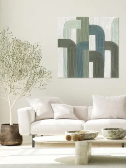 Lienzo pintado a mano Green Lines