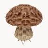 Lámpara de mesa artesanal de ratán Mushroom, pórtatil