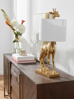 Lámpara de mesa de diseño grande con pantalla de lino Epigaea