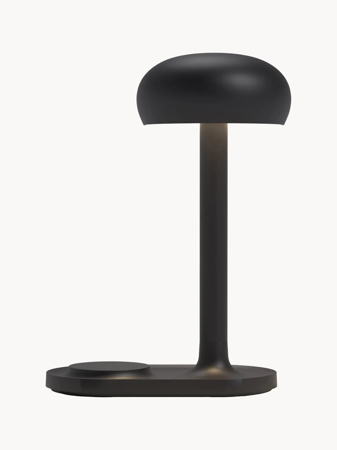 Lámpara de mesa pequeña regulable LED Emendo, con estación de carga