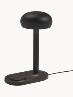 Lámpara de mesa pequeña regulable LED Emendo, con estación de carga