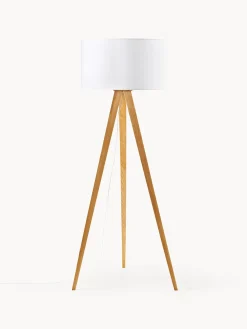 Lámpara de pie con pantalla de madera maciza Jake