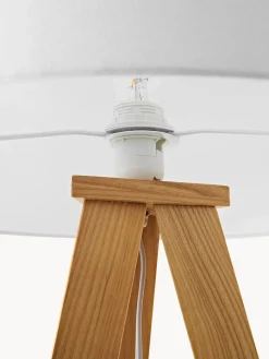 Lámpara de pie con pantalla de madera maciza Jake