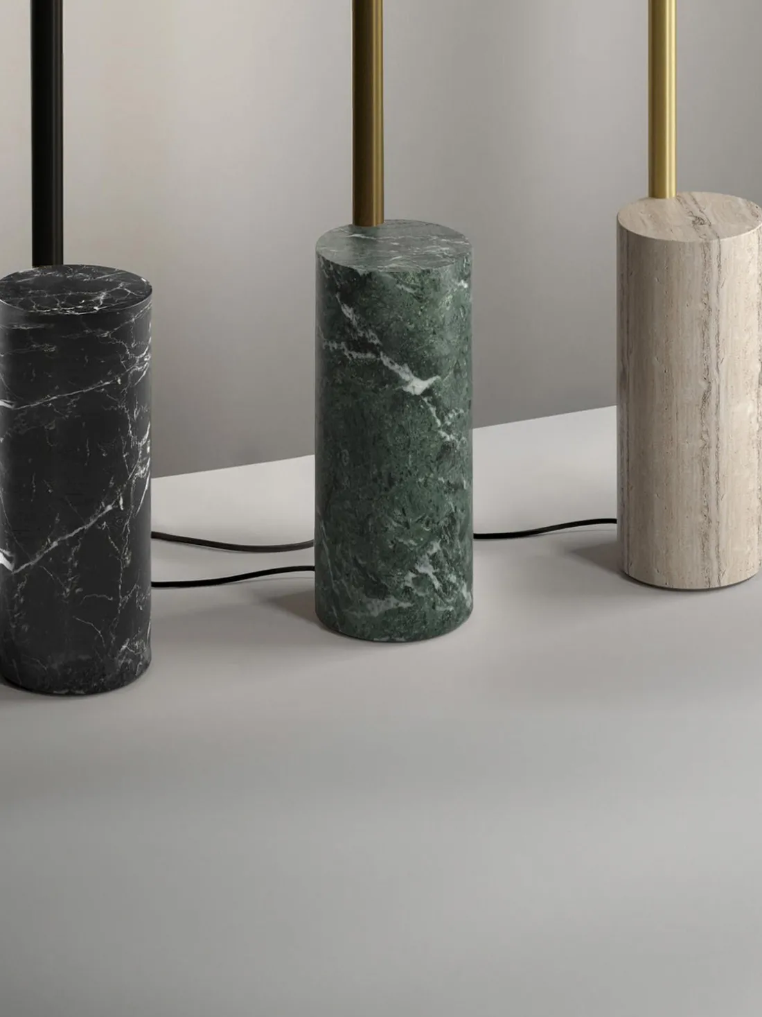 Lámpara de pie LED regulable con base de mármol Hilow Line