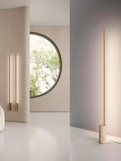 Lámpara de pie LED regulable con base de mármol Hilow Line