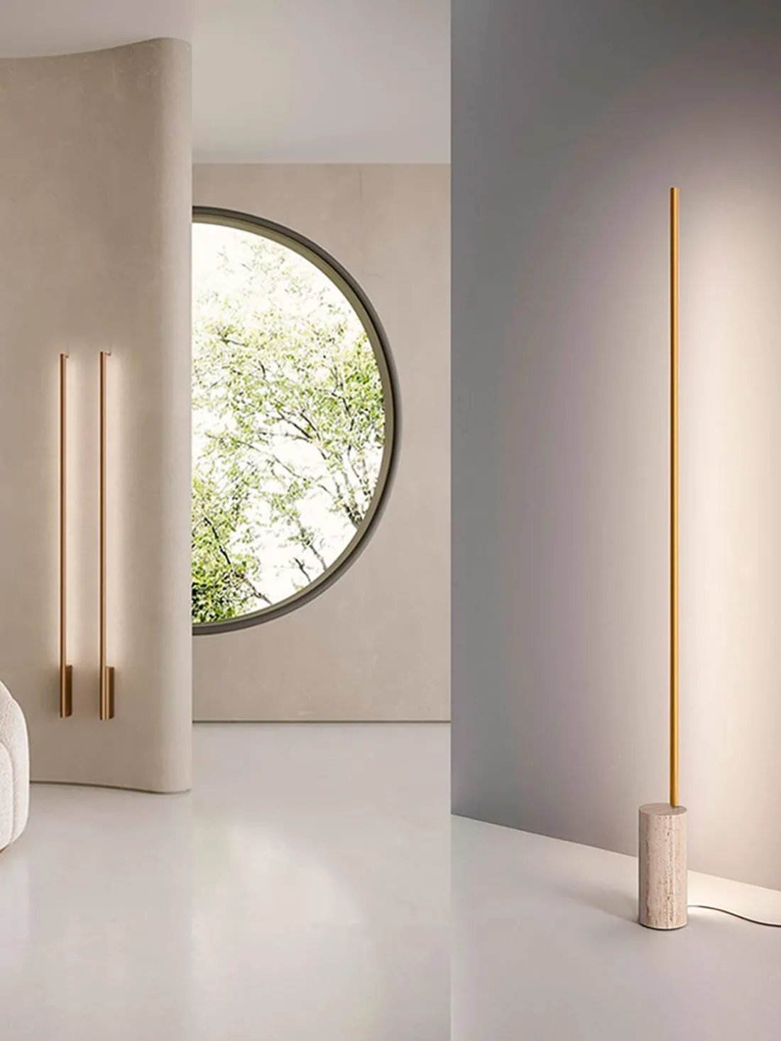 Lámpara de pie LED regulable con base de mármol Hilow Line