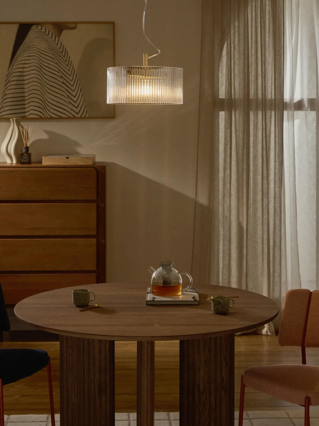 Lámpara de techo de vidrio acanalado Emmi