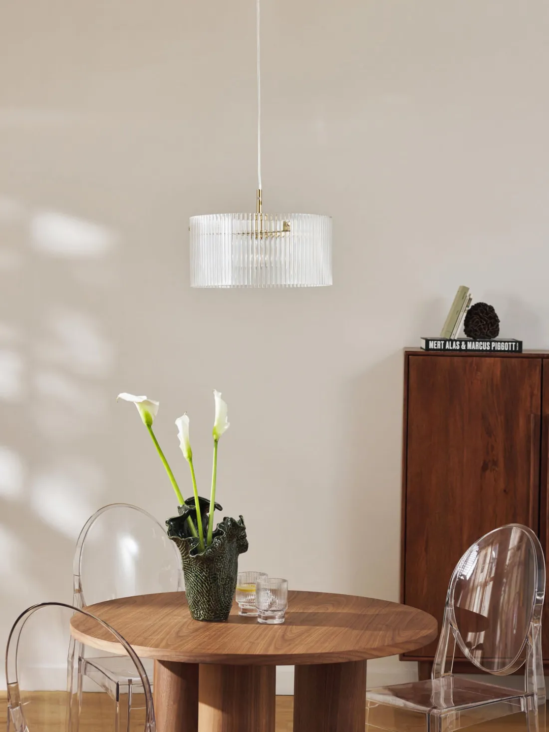 Lámpara de techo de vidrio acanalado Emmi