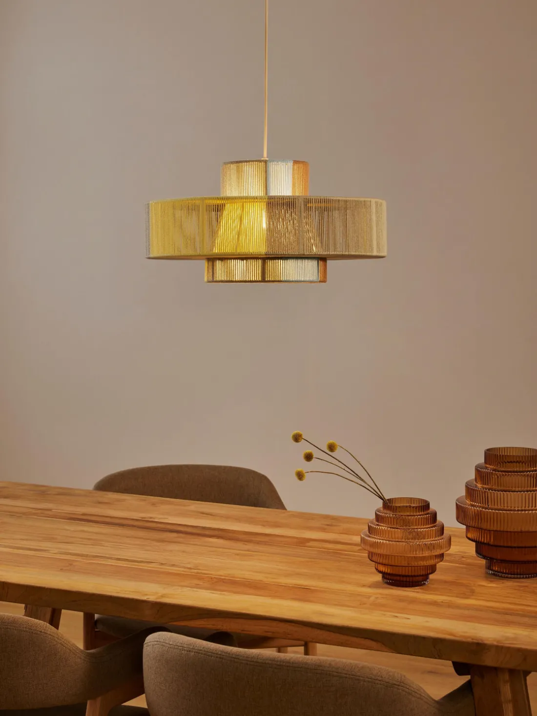 Lámpara de techo grande de lino Lace