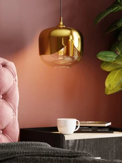 Lámpara de techo pequeña de vidrio Golden Goblet