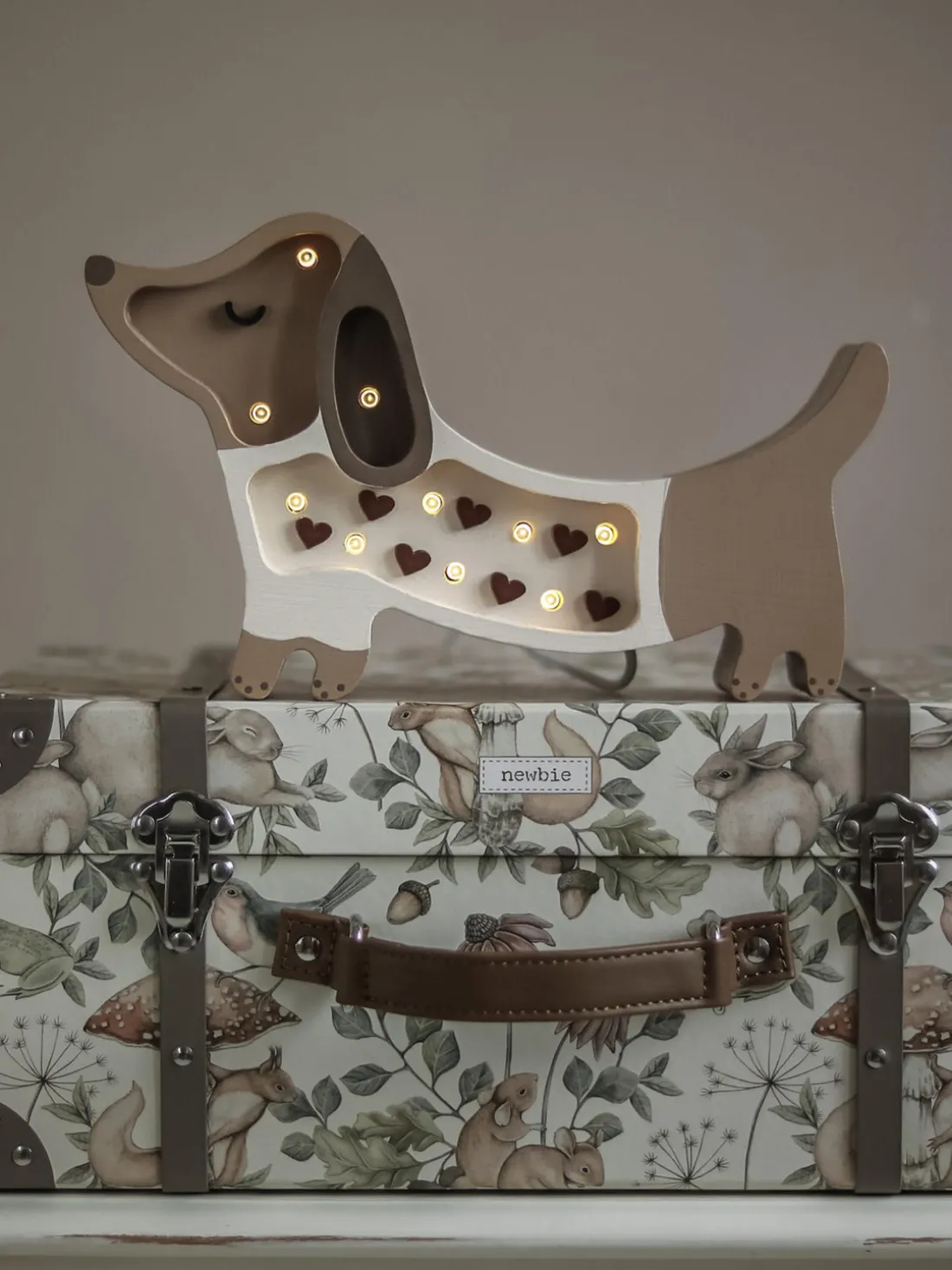 Lámpara infantil LED artesanal regulable Puppy Mini, con función de temporizador
