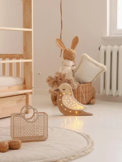 Lámpara infantil LED artesanal regulable Bird, con función de temporizador