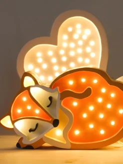 Lámpara infantil LED artesanal regulable Fox, con función de temporizador y control remoto