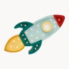 Lámpara infantil LED artesanal regulable Space Rocket, con función de temporizador