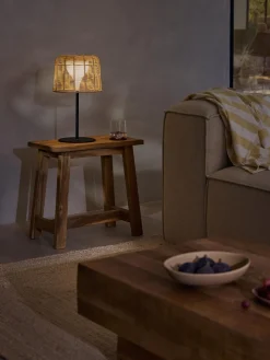 Lámpara LED solar para interior/exterior con pantalla de ratán Kyra