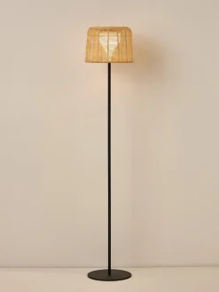 Lámpara LED solar para interior/exterior con pantalla de ratán Kyra