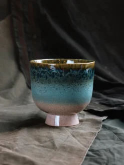 Macetero artesanal con esmalte reactivo Retro