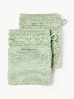 Manoplas de baño con borde a rayas Luxe, 2 uds.