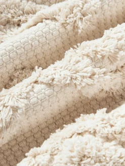 Manta de lana de punto grueso artesanal con flecos Belen