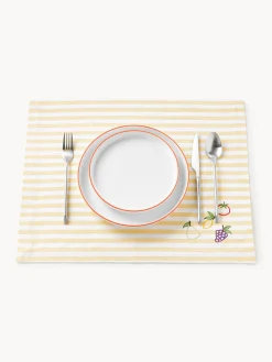 Manteles individuales a rayas con motivos bordados Melony, 2 uds.