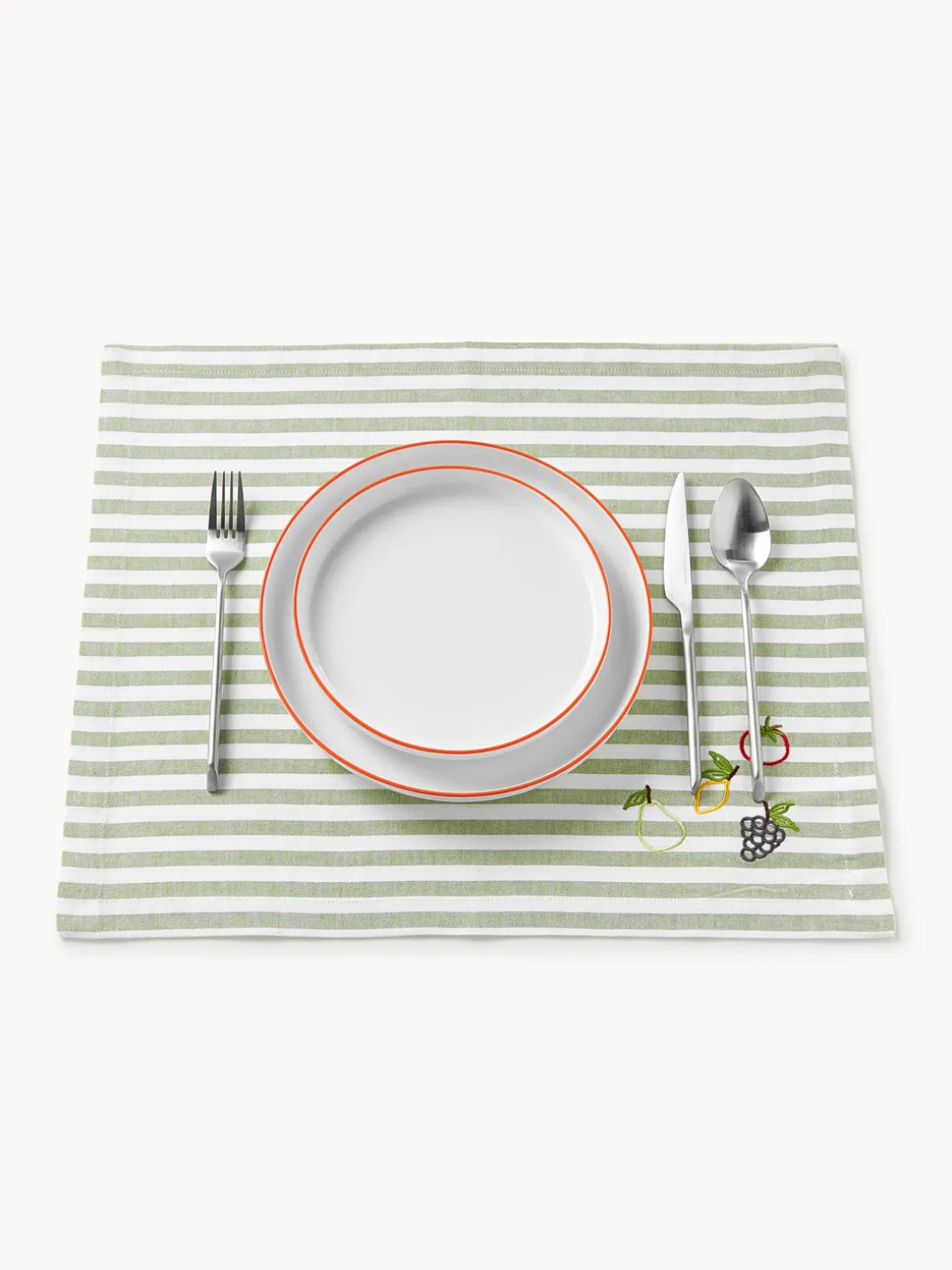 Manteles individuales a rayas con motivos bordados Melony, 2 uds.