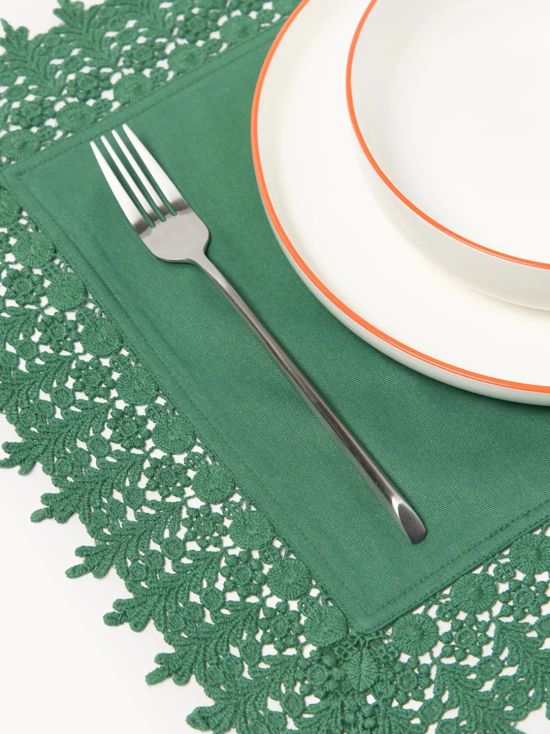 Manteles individuales con ribete de encaje Flavia, 2 uds.