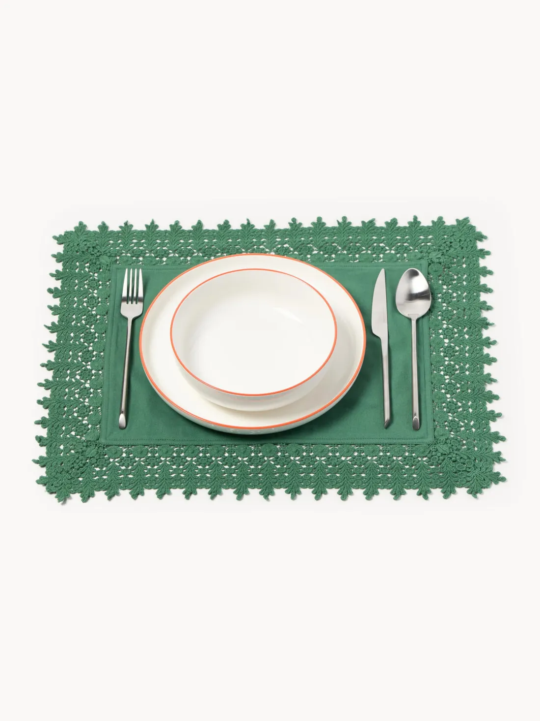 Manteles individuales con ribete de encaje Flavia, 2 uds.