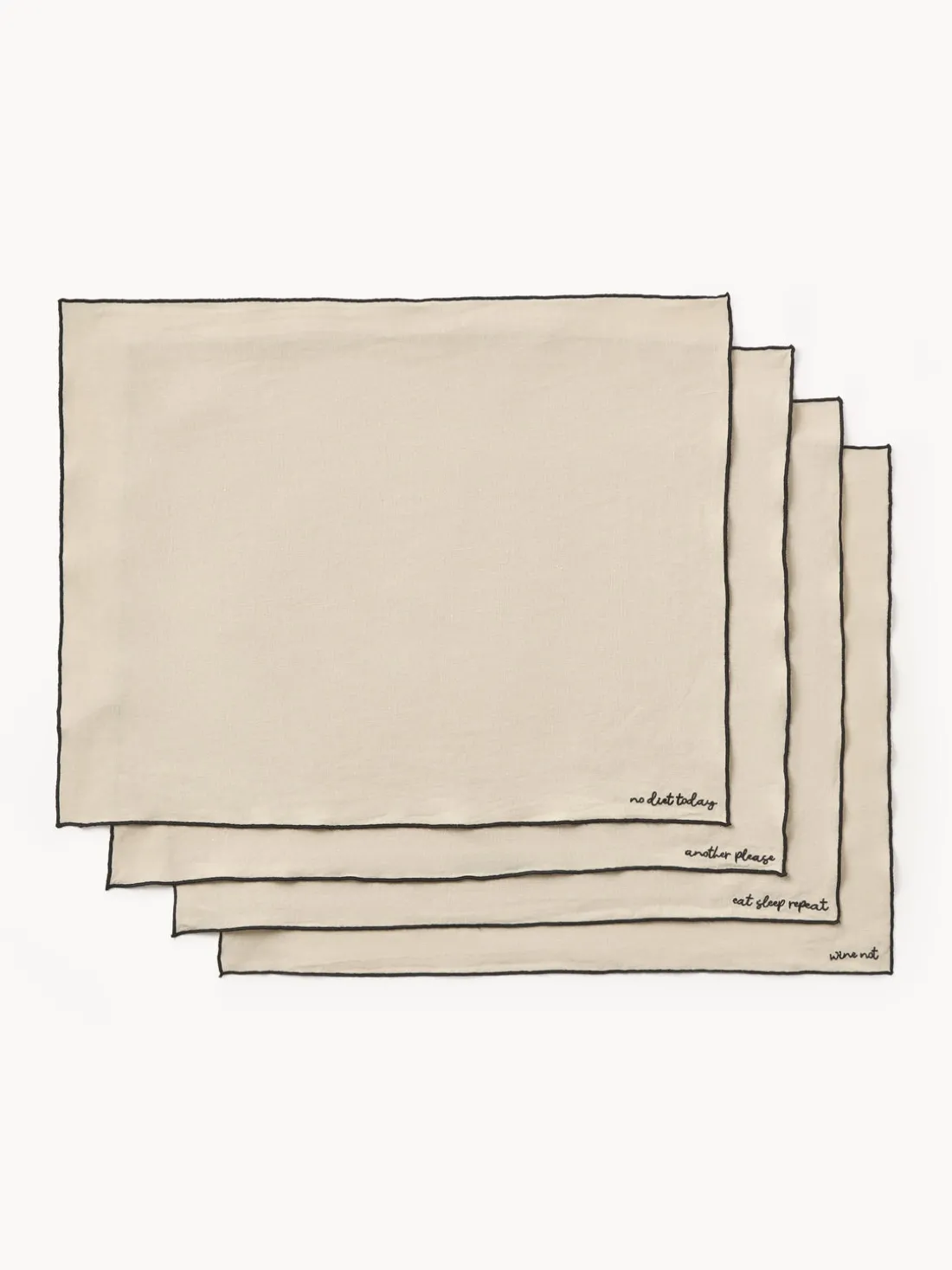 Manteles individuales de lino con bordado Cosmo, 4 uds.