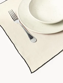 Manteles individuales de lino con bordado Cosmo, 4 uds.