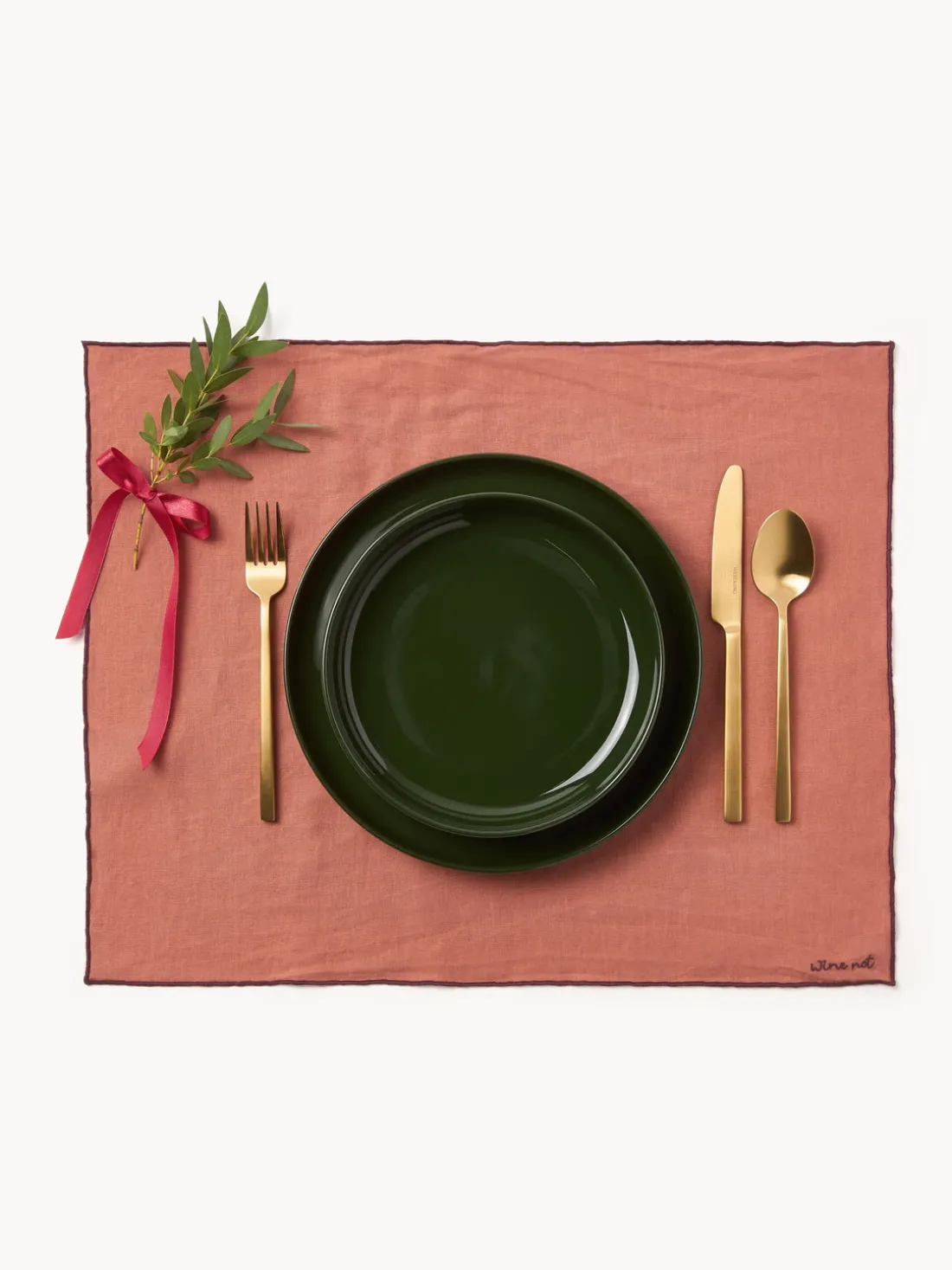 Manteles individuales de lino con bordado Cosmo, 4 uds.