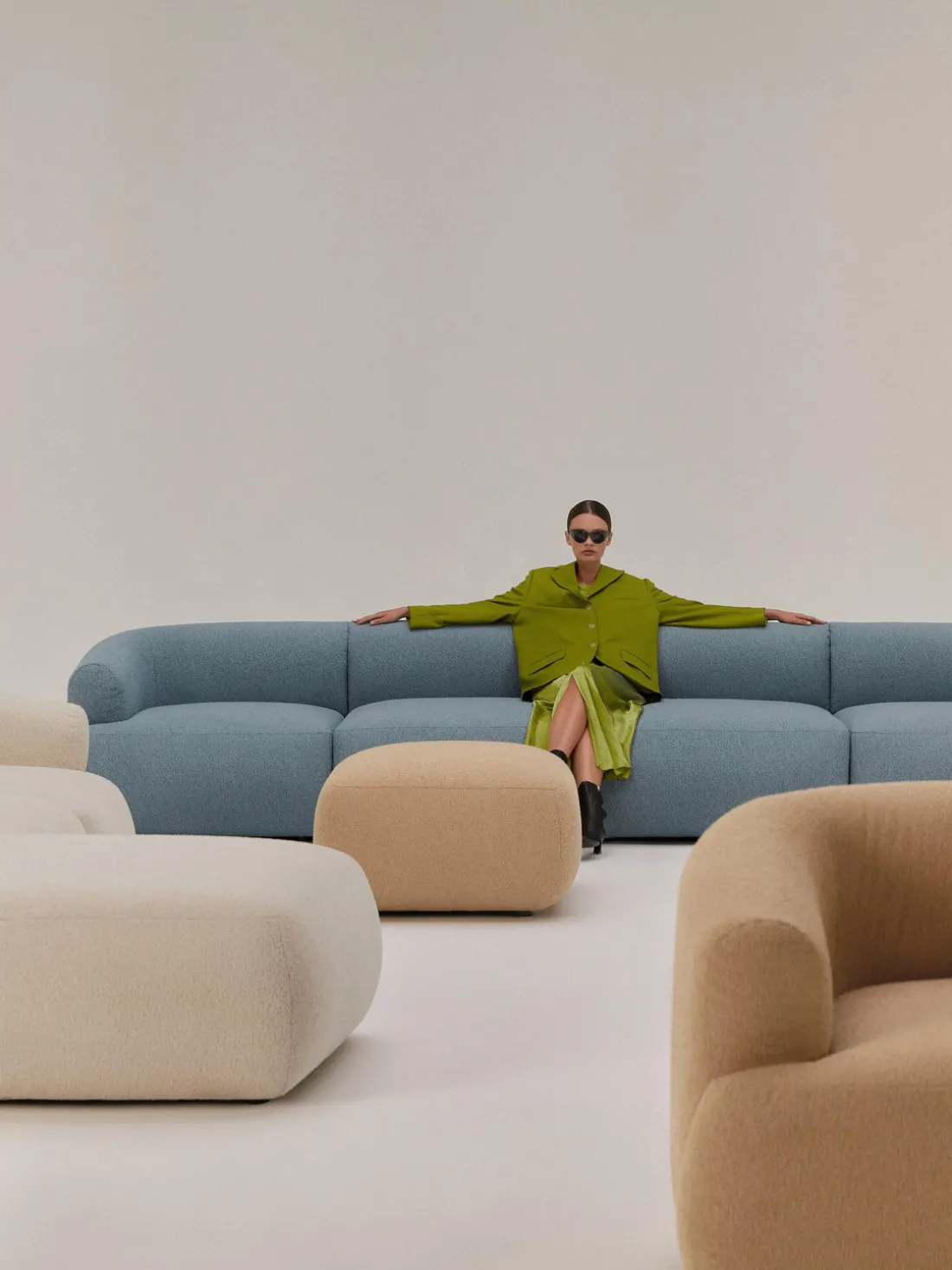 Módulo central en tejido bouclé Sofia