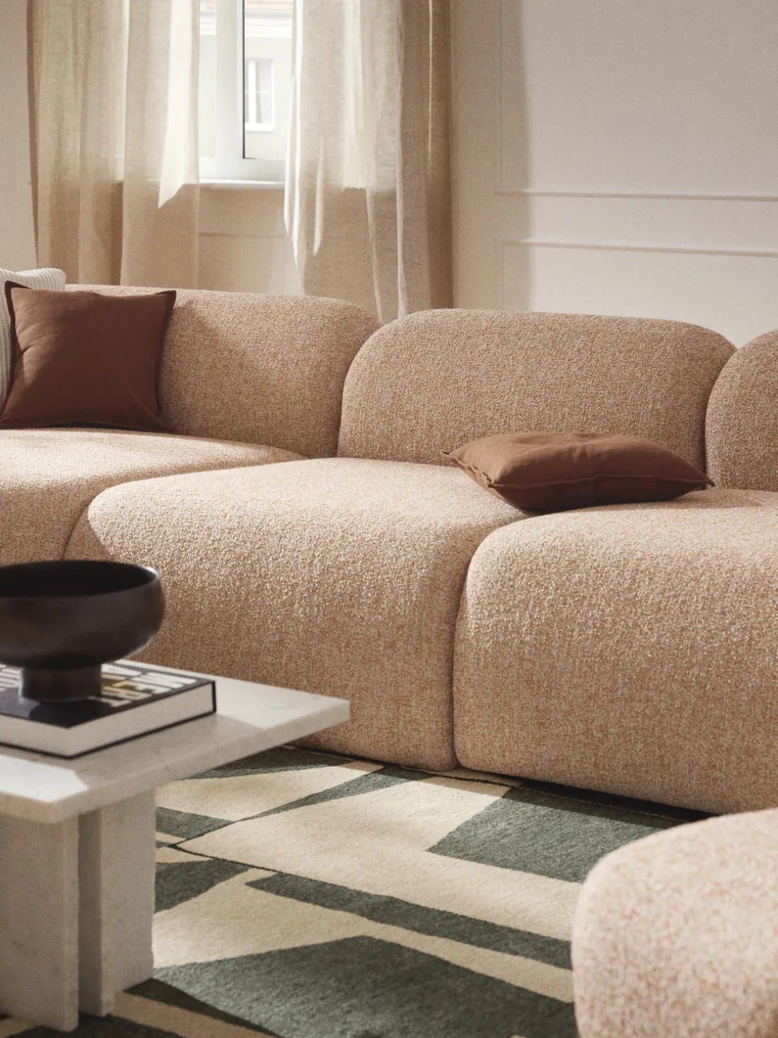 Módulo central en tejido bouclé Wolke