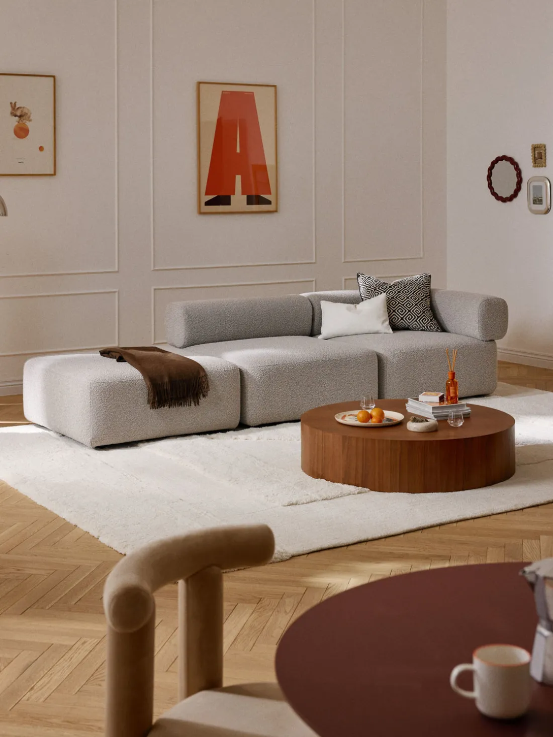 Módulo central en tejido bouclé Anton