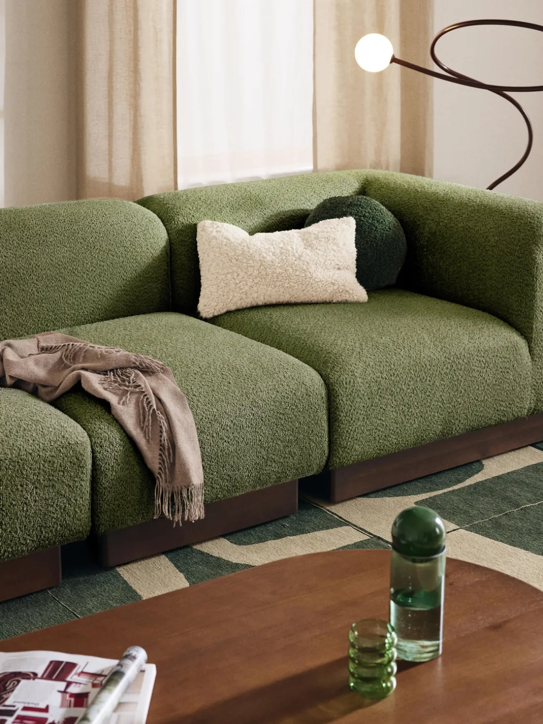 Módulo central sofá de borreguillo bouclé Natalie