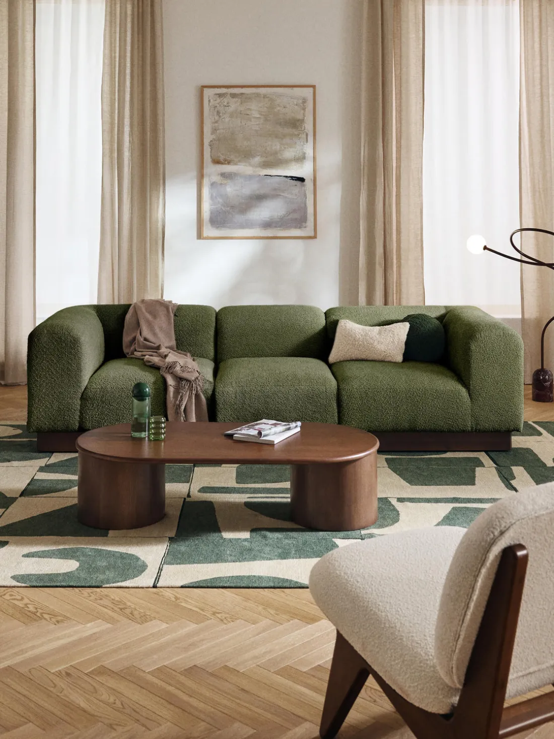 Módulo central sofá de borreguillo bouclé Natalie