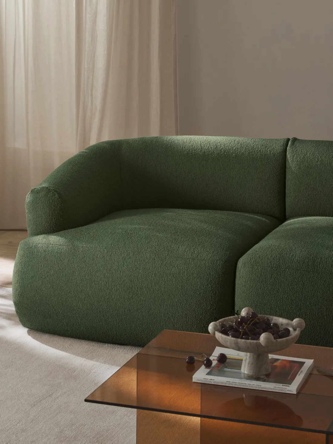 Módulo de esquina en tejido bouclé Sofia