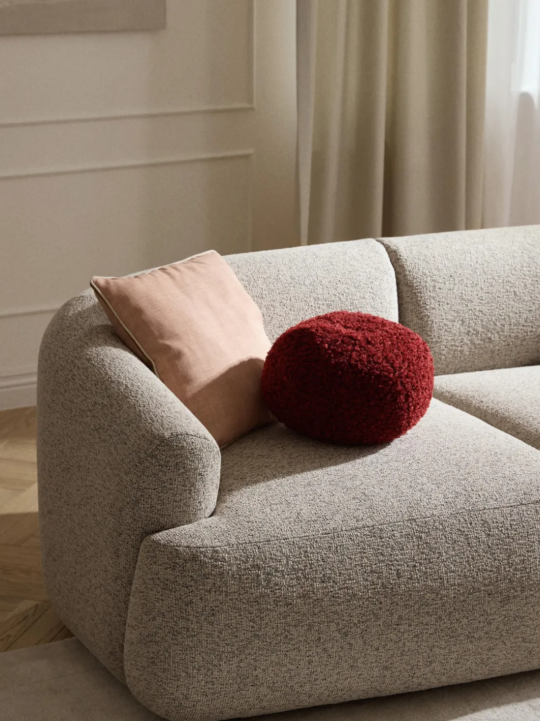 Módulo de esquina en tejido bouclé Sofia