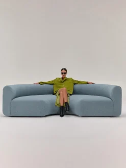 Módulo de esquina redondo en tejido bouclé Sofia