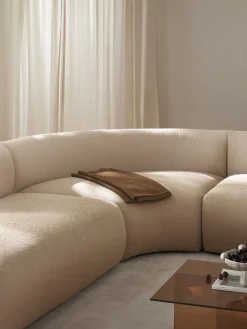 Módulo de esquina redondo en tejido bouclé Sofia