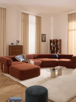 Módulo de esquina redondo en tejido bouclé Anton