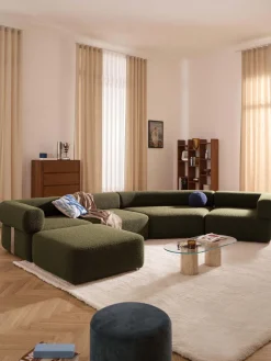 Módulo de esquina redondo en tejido bouclé Anton