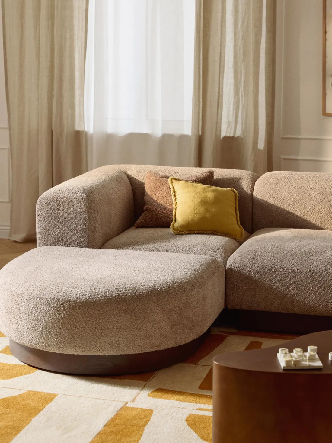 Módulo de esquina sofá de borreguillo bouclé Natalie