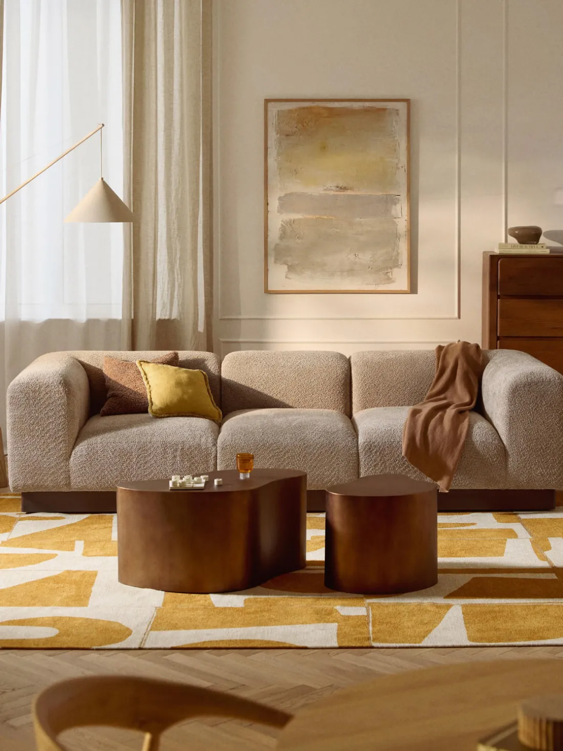 Módulo de esquina sofá de borreguillo bouclé Natalie