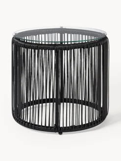 Mesa auxiliar redonda de plástico con aspecto de mimbre Bahia