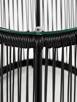 Mesa auxiliar redonda de plástico con aspecto de mimbre Bahia