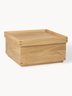 Mesa de centro artesanal de madera de roble con espacio de almacenamiento Japanese